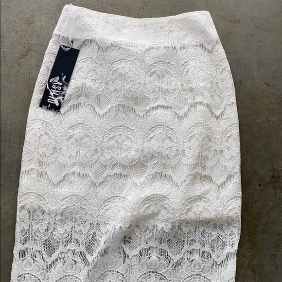 Asilio ivory lace midi skirt size XS NWT *FLAW SEE PICS - Picture 13 of 16